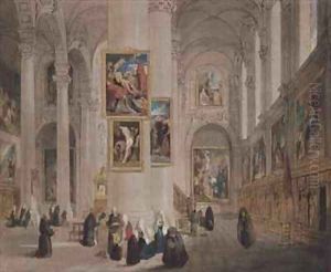Interior of a church at St Rombaut Malines by John Scarlett Davis