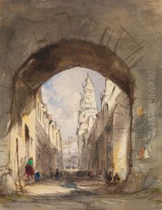 Street Scene in Calais by John Scarlett Davis
