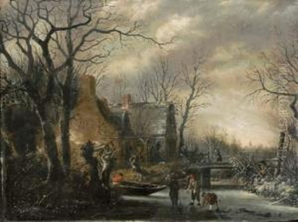 A Winter Landscape With Peasants Playing Kolf On A Frozenriver - view 1