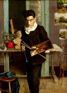"autorretrato Joven". by Julio Romero De Torres