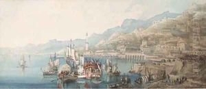 Two views of Genoa, Italy by Lady Sophia Dunbar