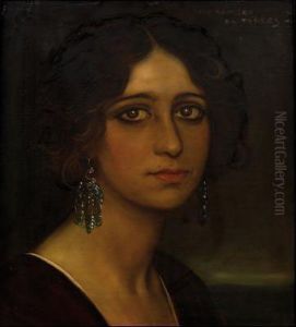 Retrato De Jovencita Con Pendientes by Julio Romero De Torres