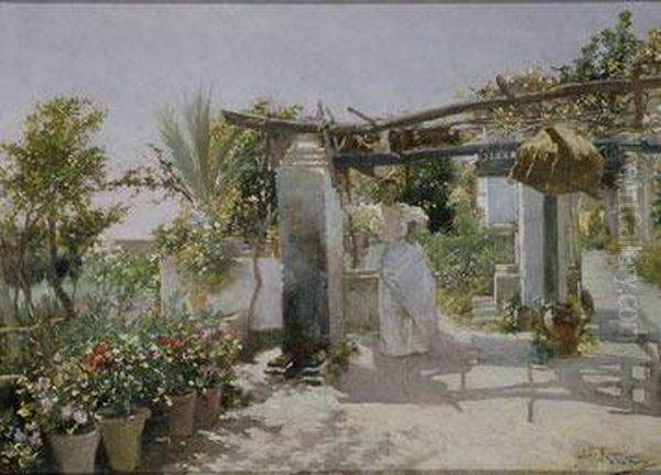 Mujer En La Huerta Con Pozo - view 1