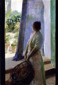Mujer Asomada A La Puerta Del Jardin Mujer Asomada A La Puerta Del Jardin