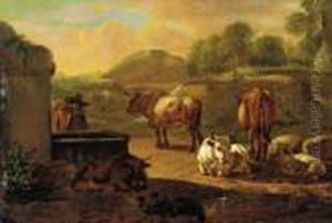 Pastore A Un Pozzo In Un Paesaggio Meridionale