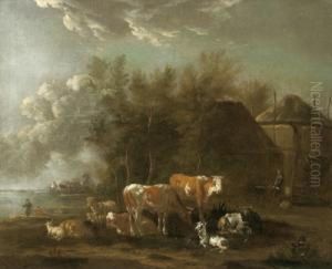 Paesaggio Olandese Con Un Gregge E Figure