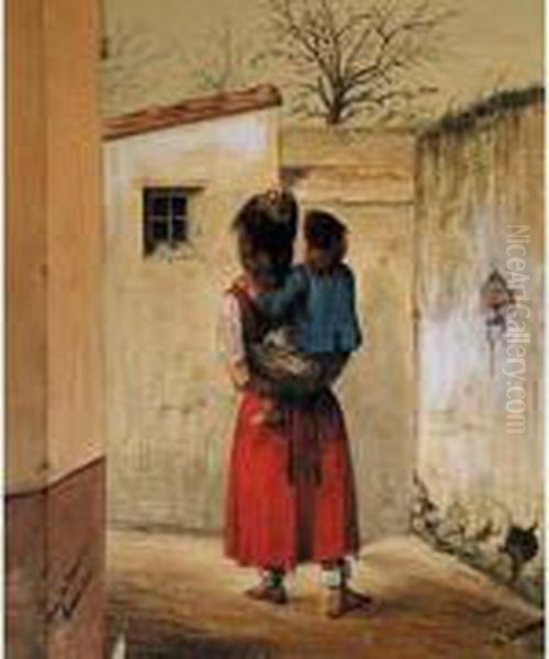 Jeune Femme Et Enfant Sur Son Dos. - view 1