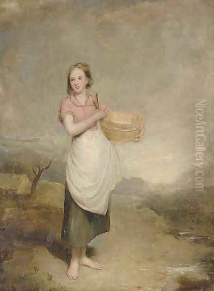 A milkmaid in a landscape - view 1