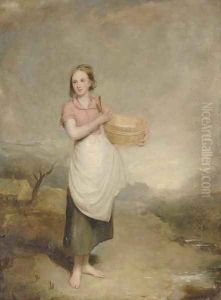 A milkmaid in a landscape by Thomas Duncan