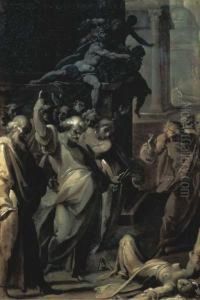 The Death Of Ananias And Saphira by Cristoforo Pomarancio (Roncalli)