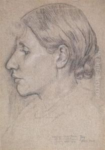 Head Study Of The Artist's Wife 'leonora Jane Rooke Neejones'