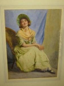 Portrait Of A Young Woman In A Green Bonnet