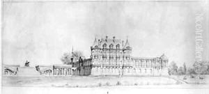 View of the Chateau de Chantilly from the South by Felix Louis Jacques Duban