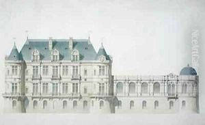 Design for the north facade of the Chateau de Chantilly by Felix Louis Jacques Duban