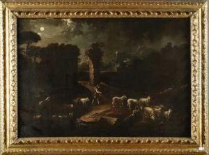 Scena Pastorale Notturna Con Rovine by Johann Melchior Roos