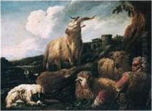 A Shepherdess With Her Flock