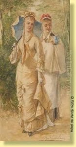 Elegante Et Sa Nourrice En Promenade