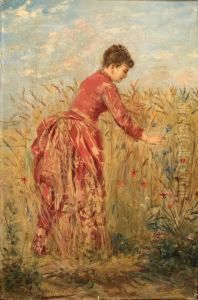 Jeune Fille Dans Le Champ De Ble by Albert Roosenboon