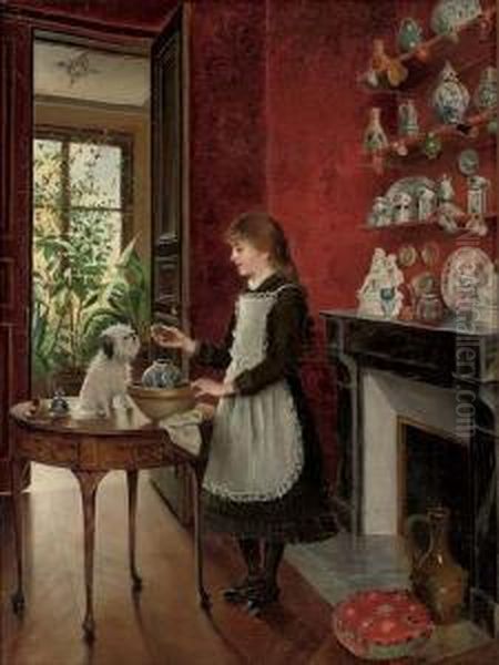 Young Girl With Her Dog - view 1