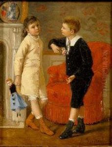 Interior Scene With Children by Albert Roosenboon