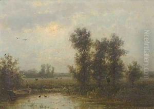 Paysage Hollandais a Oosterbeek-Province de la Gueldre by Johannes Josephus Destree