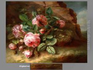 Rosen Neben Vogelnest by Margaretha Roosenboom
