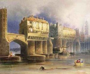 Old London Bridge in 1745 by Joseph Josiah Dodd