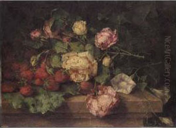 Still Life Of Roses And Strawberries - view 1