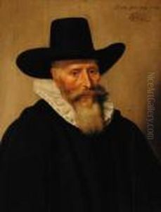 Portrait Of A Bearded Man, Aged 78, Half-length, In A Black Coatand Hat, And A Ruff