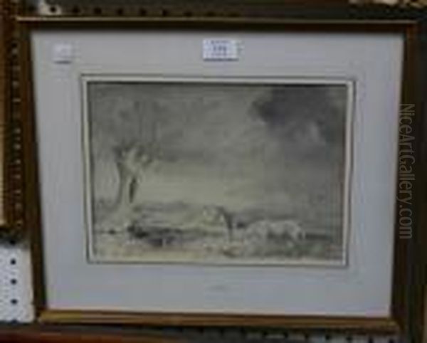 Landscape With Horses And Stream Beneath A Stormysky - view 1