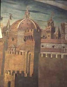 Detail depicting Florence Cathedral by Michelino Domenico di