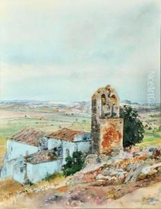 Paisagem Com Igreja by Alfredo Roque Gameiro