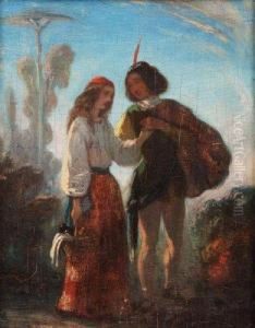 La Rencontre. by Camille-Joseph-Etienne Roqueplan