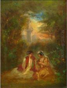 Vue Orientaliste Animee (scene Romantique) by Camille-Joseph-Etienne Roqueplan