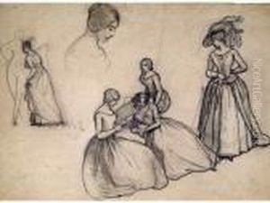 Jeunes Filles Lisant by Camille-Joseph-Etienne Roqueplan