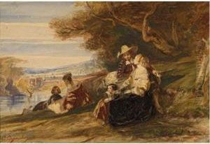 Dejeuner Champetre. by Camille-Joseph-Etienne Roqueplan