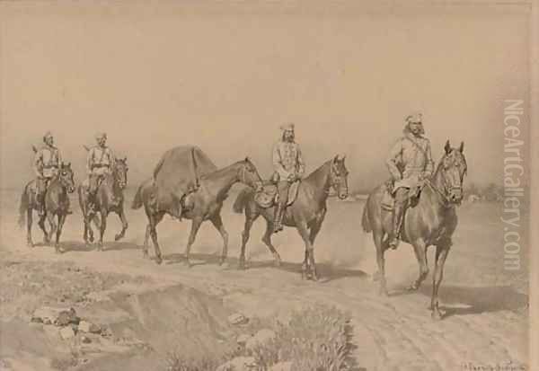 Russian cavalry on a dusty track - view 1