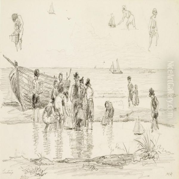 Children Playing On Lonstrup Beach - view 1