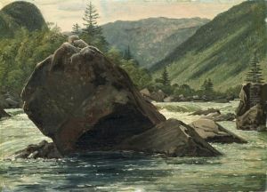A Jutting Rock In The Rapids (fos Med Fremragende Klippestykke) by Martinus Rorbye