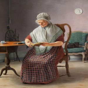 En Gammel Kone, Som Laeser I En Bog by Martinus Rorbye