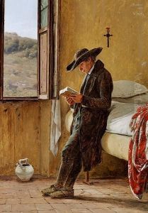Rorbye: Young Clergyman Reading. "den Laesende Abate" by Martinus Rorbye