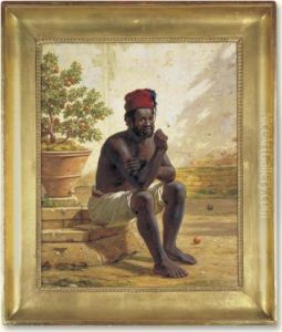 A Seated Nubian Smoking A Cigarette by Martinus Rorbye