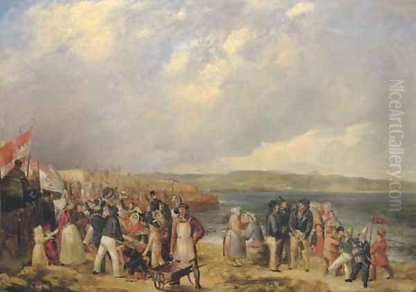 The opening of Granton Harbour, Edinburgh, 29 June 1838, with the Duke of Buccleuch's carriage far left - view 1