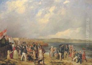 The opening of Granton Harbour, Edinburgh, 29 June 1838, with the Duke of Buccleuch's carriage far left