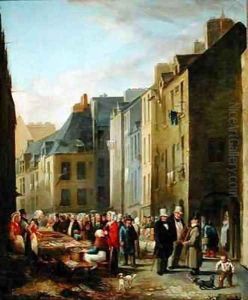 The Fish Market in Cherbourg by Bon (Mouchel) Dumouchel