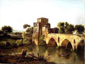 River Scene with a Fisherman by Cornelius Decker