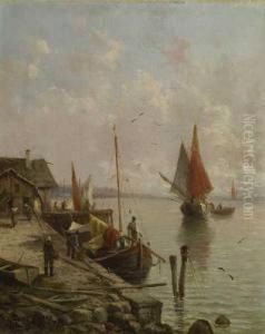 Fischerboote Im Hafen by Karl Julius Rose