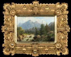 Mountain Landscape With Rushing Torrents by Karl Julius Rose