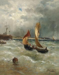 Aufziehendes Gewitteruber Einem Hafen by Karl Julius Rose