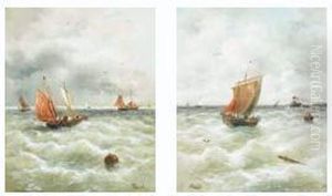 Fisherboats At The Adriatic Sea: Setting Out; Coming Ashore by Karl Julius Rose